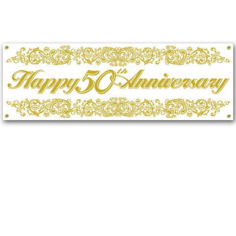 50th Anniversary Sign Banner, Size 5' x 21"
