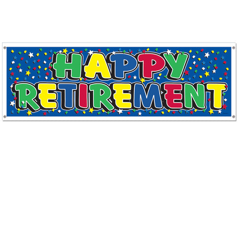 Happy Retirement Sign Banner, Size 5' x 21"