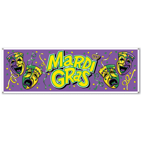 Mardi Gras Sign Banner, Size 5' x 21"
