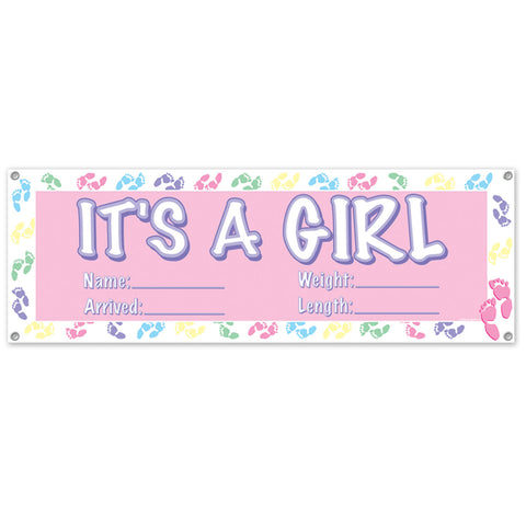 It's A Girl Sign Banner, Size 5' x 21"