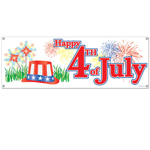 Happy 4th Of July Sign Banner, Size 5' x 21"