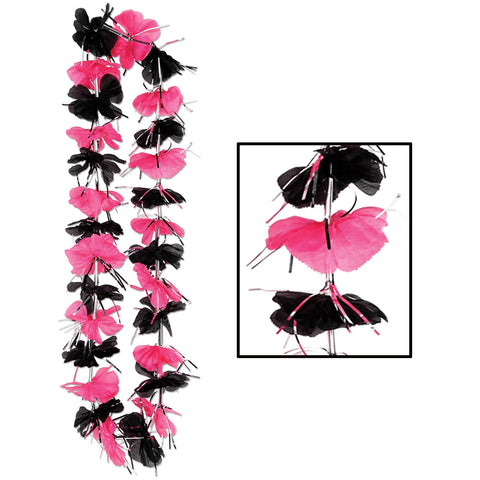Pink & Black Party Lei, Size 36"