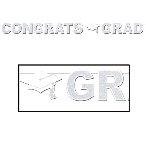 Glittered Congrats Grad Streamer, Size 8½" x 10'