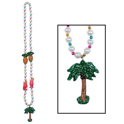 Luau Party Collares w/Palm Tree Medallion, Size 40"