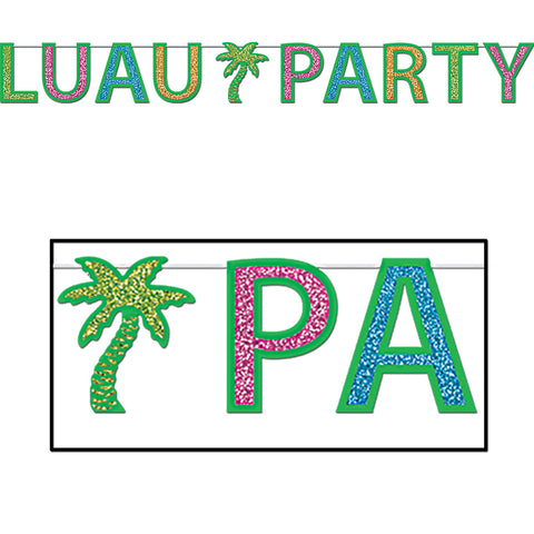 Glittered Luau Party Streamer, Size 8½" x 8'