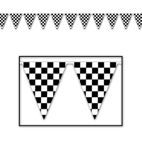 Checkered Pennant Banner, Size 11" x 12'