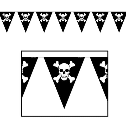 Jolly Roger Pennant Banner, Size 11" x 12'