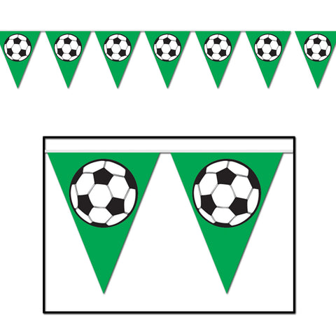 Soccer Ball Pennant Banner, Size 11" x 12'