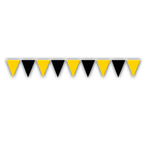 Black & Golden-Yellow Pennant Banner, Size 17" x 30'
