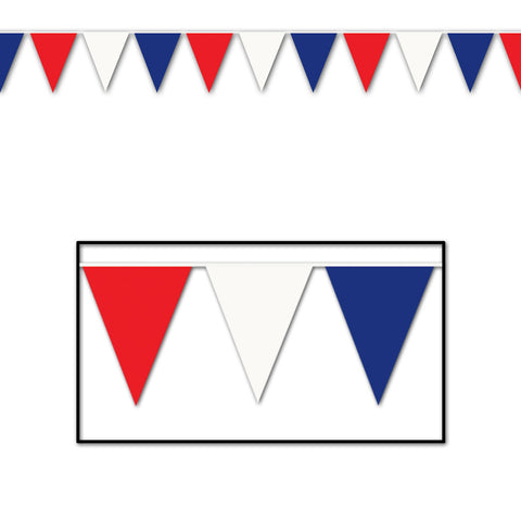 Red, White & Blue Pennant Banner, Size 17" x 30'
