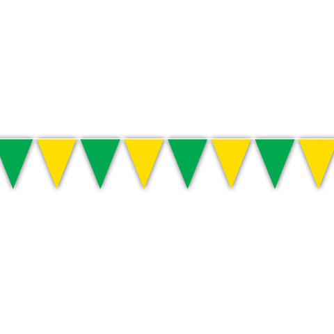 Green & Yellow Pennant Banner, Size 11" x 12'