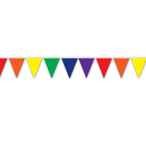 Rainbow Pennant Banner, Size 11" x 12'
