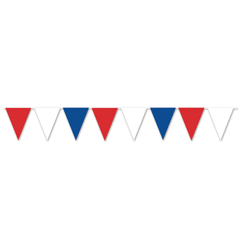 Red, White & Blue Pennant Banner, Size 11" x 12'