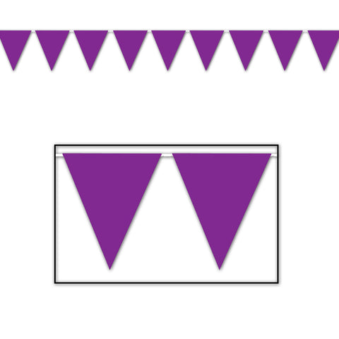Purple Pennant Banner, Size 11" x 12'