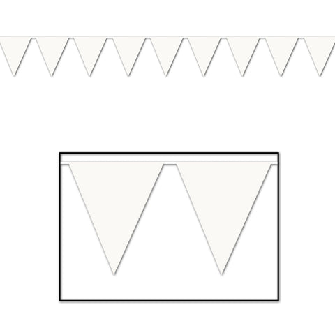 White Pennant Banner, Size 11" x 12'