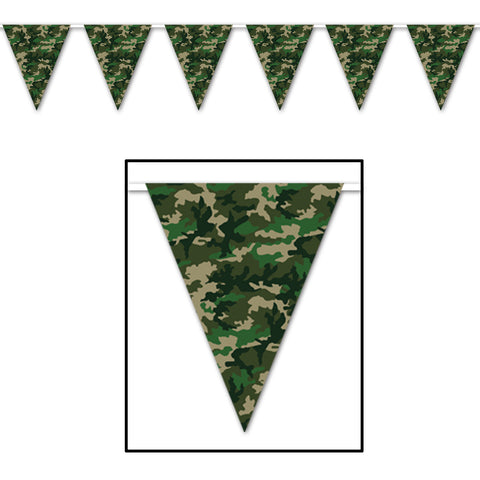 Camo Pennant Banner, Size 11" x 12'