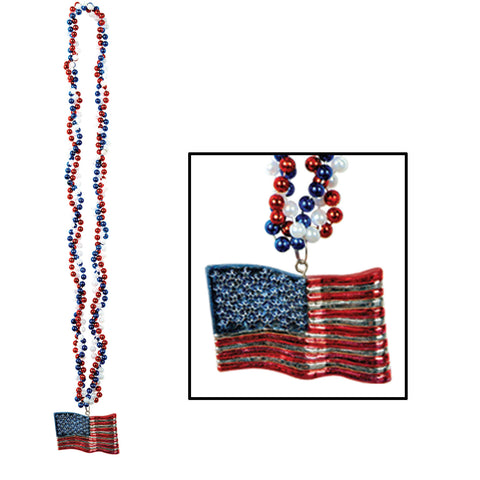 Braided Collares w/American Flag Medallion, Size 36"