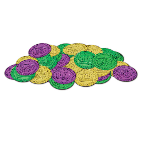 Mardi Gras Plastic Coins, Size 1½"