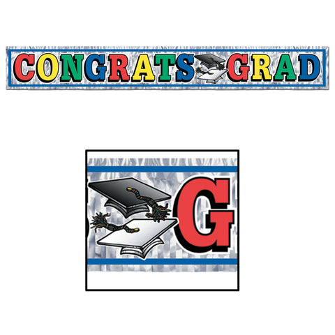 Metallic Congrats Grad Fringe Banner, Size 8" x 5'