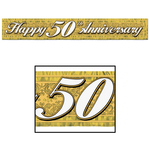 Metallic 50th Anniversary Fringe Banner, Size 8" x 5'