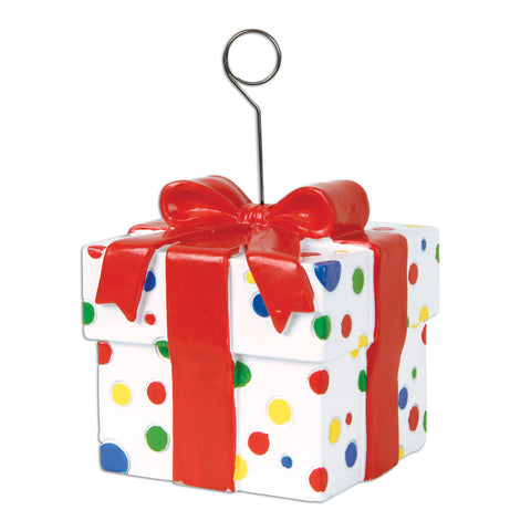 Polka Dots Gift Box Photo/Balloon Holder, Size 6 Oz