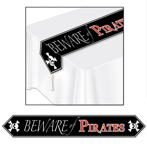 Printed Beware Of Pirates Table Runner, Size 11" x 6'