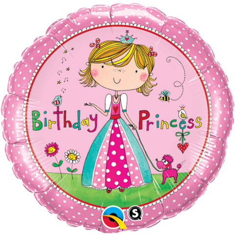 18" Redondo, Happy Birthday, Birthday Princess, Princesa