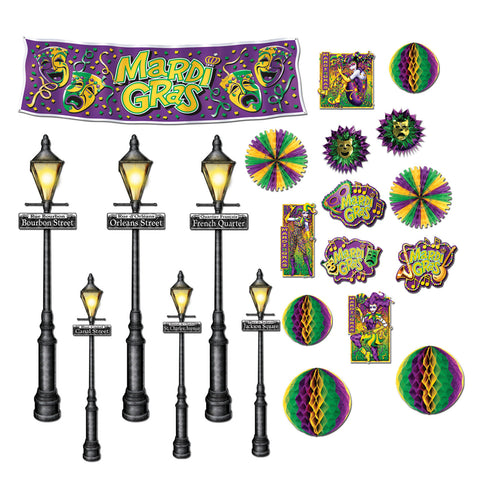 Mardi Gras Decor & Street Light Props, Size 8"-46"