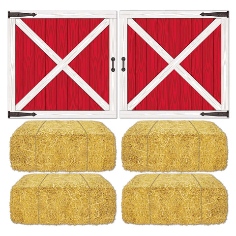 Barn Loft Door & Hay Bale Props, Size 15½"-32½"