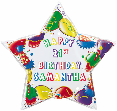 36" Estrella, Happy Birthday, Fiesta de Cumpleaños, Años y Nombre Personalizado