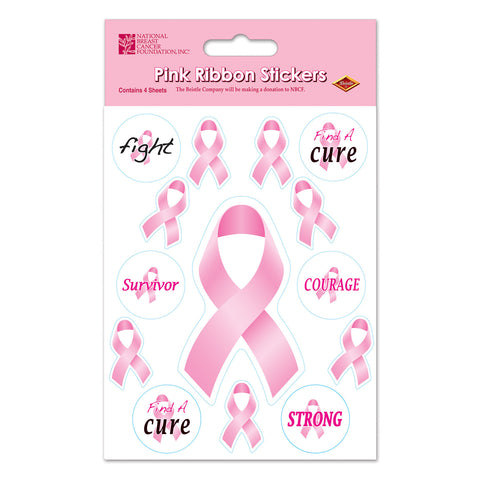 Pink Ribbon/Find A Cure Calcomanias, Size 4¾" x 7½"
