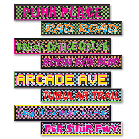 80's Street Sign Recortes, Size 4" x 24"