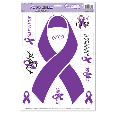 Purple Ribbon/Find A Cure Peel 'N Place, Size 12" x 17" Sh