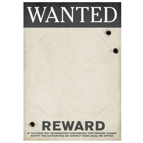 Gangster Wanted Sign, Size 17" x 12"