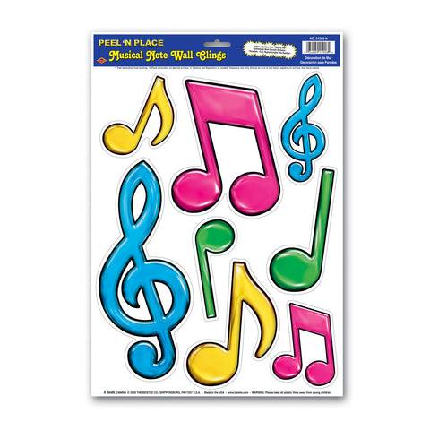 Neon Musical Notes Peel 'N Place, Size 12" x 17" Sh