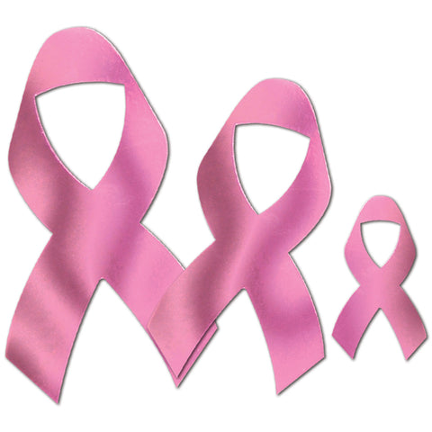 Foil Pink Ribbon Recortes, Size Asstd