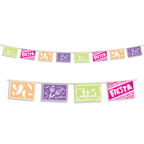 Fiesta Picado Style Pennant Banner, Size 8" x 12'