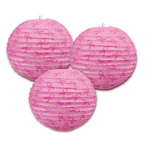 Pink Ribbon Paper Lanterns, Size 9½"