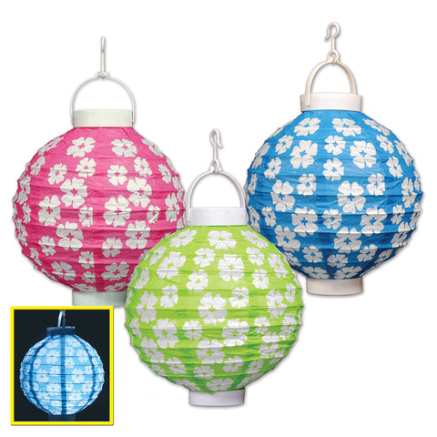 Light-Up Hibiscus Paper Lanterns, Size 8"