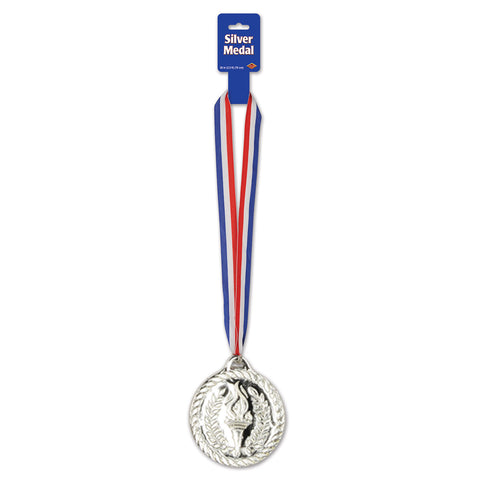 Silver Medal w/Ribbon, Size 30" w/4" Medal
