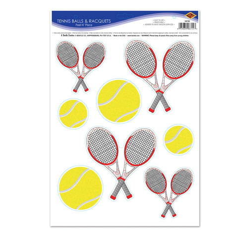 Tennis Balls & Racquets Peel 'N Place, Size 12" x 17" Sh