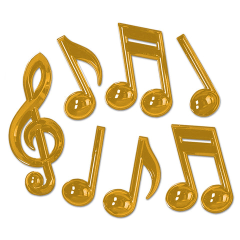 Gold Plastic Musical Notes, Size 13"