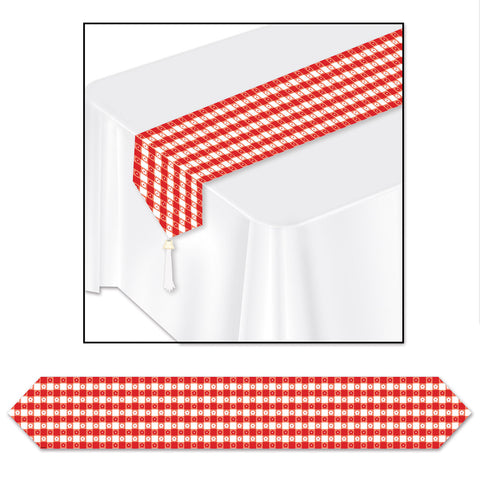 Printed Gingham Table Runner, Size 11" x 6'