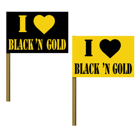 Black 'N Gold Flag - Paper, Size 4" x 6"