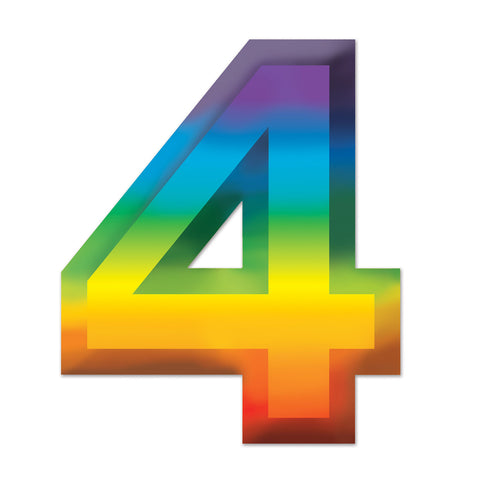 Multi-Color Plastic 3-D Number  4 , Size 11"