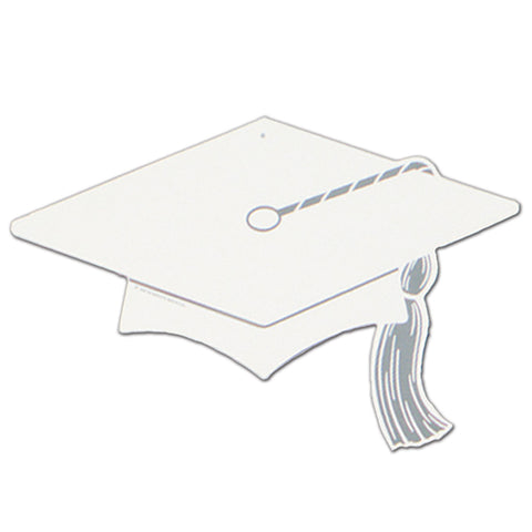 White Graduate Cap Silhouette, Size 8" x 16"