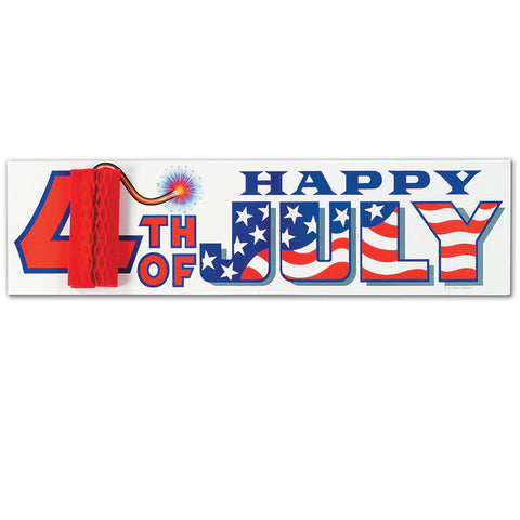 4th Of July Sign w/Tissue Firecracker, Size 8" x 31"