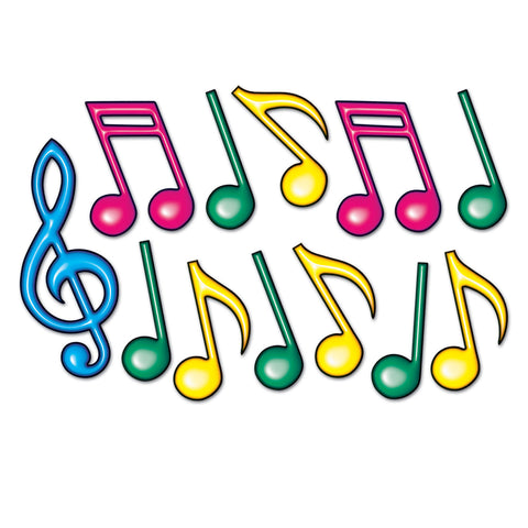 Neon Musical Notes Silhouettes, Size 12"-21"