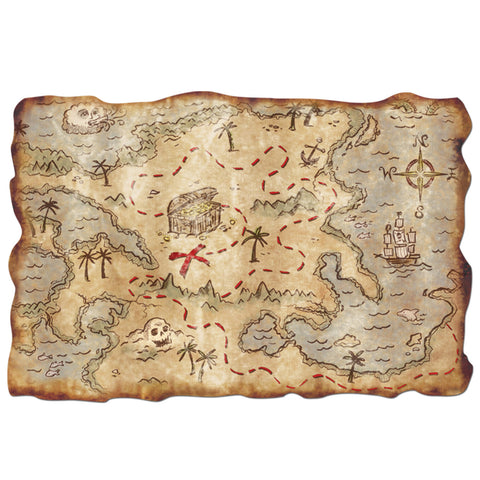 Plastic Treasure Map, Size 12" x 18"