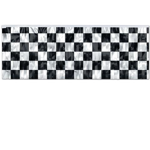 FR Metallic Checkered Fringe Banner, Size 14" x 4'